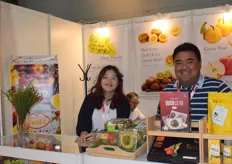 Mrs Kim Dong-Ha (left) from Kiss Kiwi. The company supplies a variety of kiwi fruits from South Korea.